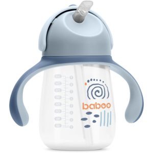 Baboo Cup with Silicone Straw ceasca cu pai Blue Haze 9m+ 260 ml-Țena