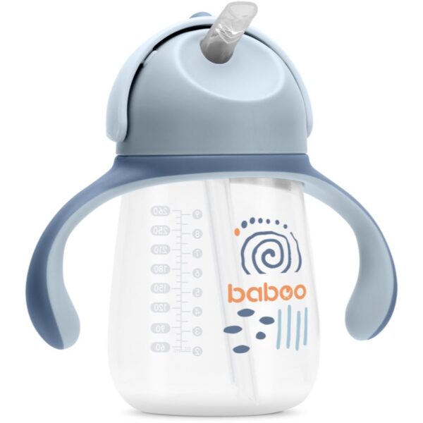 Baboo Cup with Silicone Straw ceasca cu pai Blue Haze 9m+ 260 ml-Țena