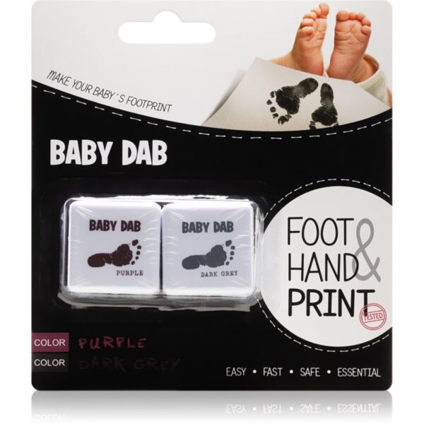 Baby Dab Foot & Hand Print Purple & Grey cerneală pentru amprente copii 2 buc-ro
