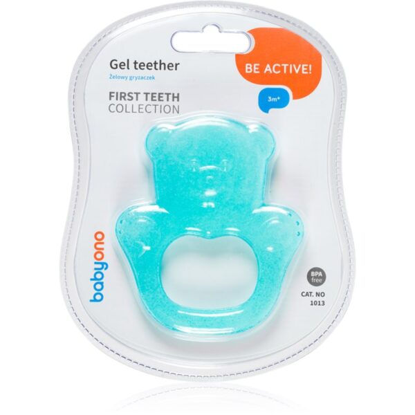 BabyOno Be Active Gel Teether jucărie pentru dentiție Turquoise Bear 1 buc-Țena