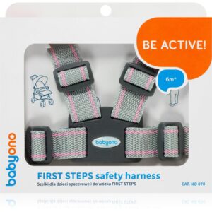 BabyOno Be Active Safety Harness First Steps curele de siguranță pentru copii Grey/Pink 6 m+ 1 buc-Țena