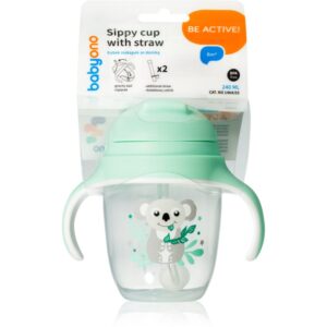 BabyOno Be Active Sippy Cup with Weighted Straw cană pentru antrenament cu pai 6 m+ Koala 240 ml-ro