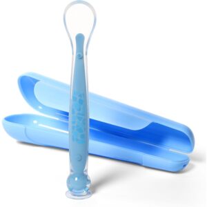BabyOno Be Active Suction Baby Spoon linguriță + husă Blue 6 m+ 1 buc-ro