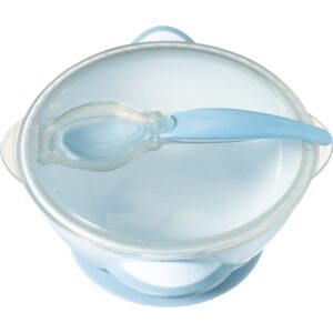 BabyOno Be Active Suction Bowl with Spoon serviciu de masă pentru copii pentru copii Blue 6 m+ 2 buc-ro