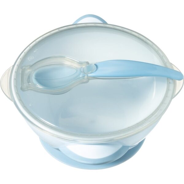 BabyOno Be Active Suction Bowl with Spoon serviciu de masă pentru copii pentru copii Blue 6 m+ 2 buc-ro