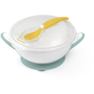 BabyOno Be Active Suction Bowl with Spoon serviciu de masă pentru copii pentru copii Green/Yellow 6 m+ 2 buc-ro