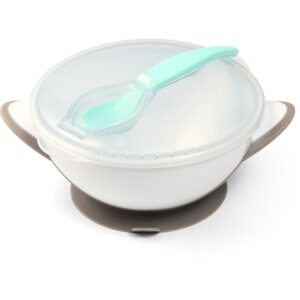 BabyOno Be Active Suction Bowl with Spoon serviciu de masă pentru copii pentru copii Grey 6 m+ 2 buc-ro