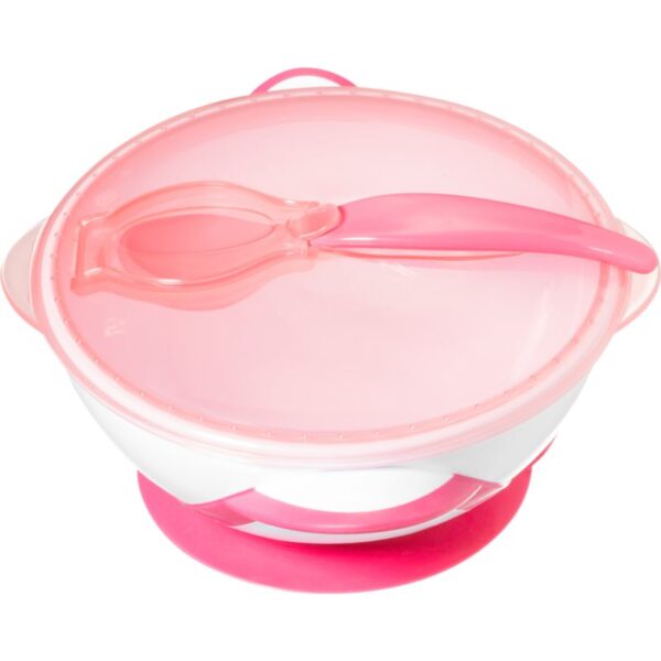 BabyOno Be Active Suction Bowl with Spoon serviciu de masă pentru copii pentru copii Pink 6 m+ 2 buc-Țena