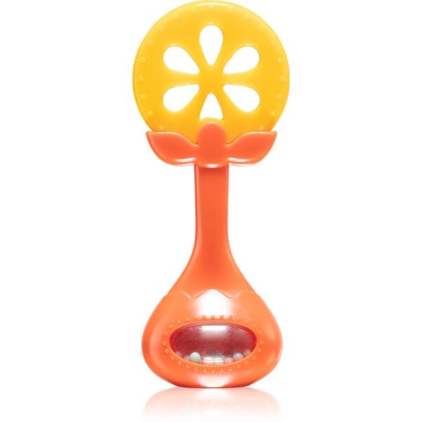 BabyOno Have Fun Teether jucărie pentru dentiție cu zornăitoare Juicy Orange 1 buc-ro