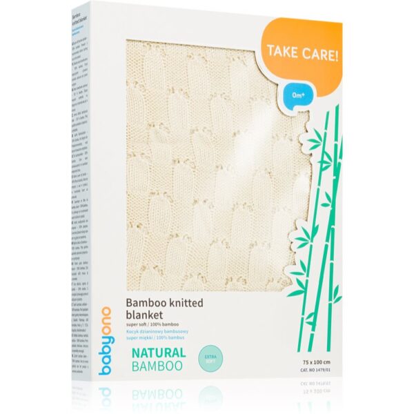 BabyOno Take Care Bamboo Knitted Blanket pled Ecru 75x100 cm-Țena