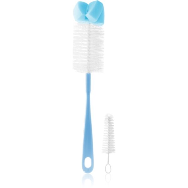BabyOno Take Care Brush for Bottles and Teats with Mini Brush & Sponge Tip perie de curățare Blue 2 buc-Țena
