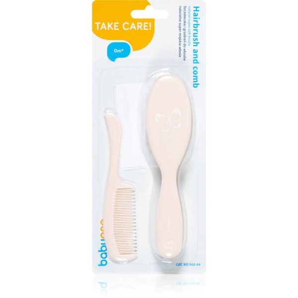 BabyOno Take Care Hairbrush and Comb IV perie de par pentru copii Pink 2 buc-Țena