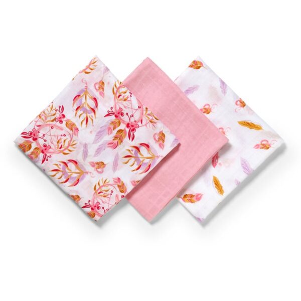 BabyOno Take Care Natural Bamboo Diapers scutece textile Old Pink 3 buc-ro