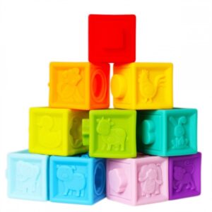 Bam-Bam Rubber Blocks cuburi de jucărie moi și senzoriale 18m+ Animals 10 buc-ro