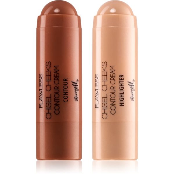Barry M Chisel Cheeks auto-bronzant cremos și iluminator stick duo balení 2x5 g-ro