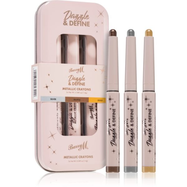 Barry M Dazzle & Define Metallic Crayon creion metalic pentru ochi ambalaj economic 3 x 1
