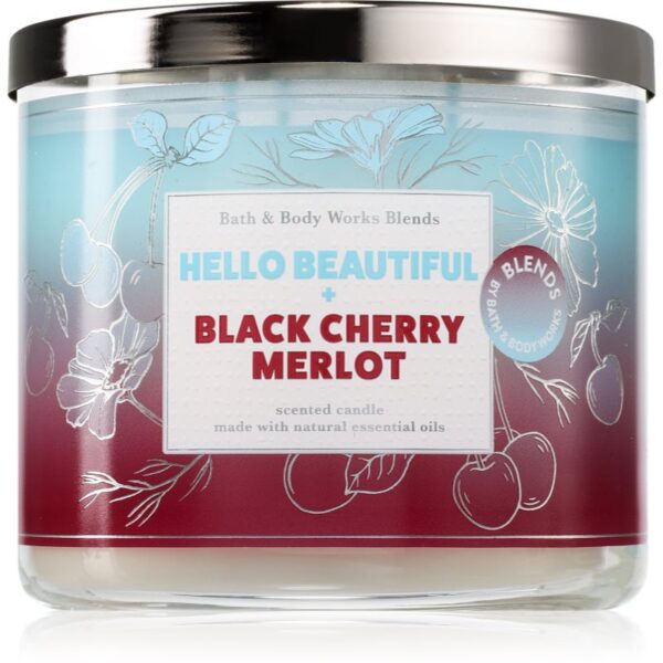 Bath & Body Works Hello Beautiful + Black Cherry Merlot lumânare parfumată 411 g-ro