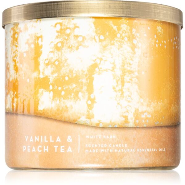 Bath & Body Works Vanilla & Peach Tea lumânare parfumată 411 buc-Țena