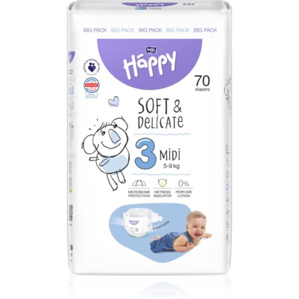 Bella Baby Happy Soft&Delicate Size 3 Midi scutece de unică folosință 5-9 kg 70 buc-Țena