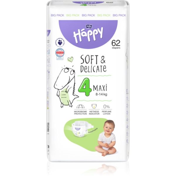 Bella Baby Happy Soft&Delicate Size 4 Maxi scutece de unică folosință 8-14 kg 62 buc-Țena