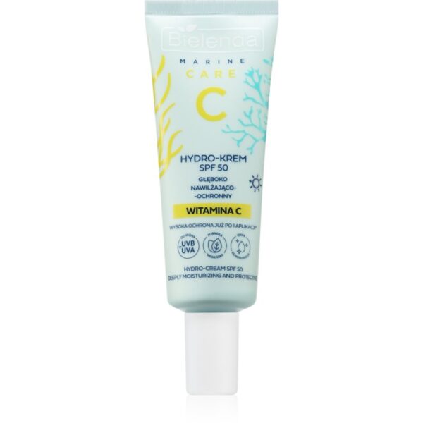 Bielenda C Marine Care Hydro-cream deeply moisturizing and protective SPF 50 hidratant si pentru protectie solara cu vitamina C SPF 50 40 ml-Țena