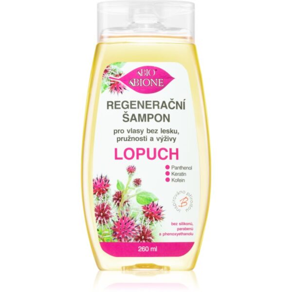 Bione Cosmetics Burdock sampon pentru regenerare pentru un par stralucitor si catifelat 260 ml-Țena
