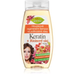 Bione Cosmetics Keratin + Ricinový olej Sampon de restaurare in profunzime pentru păr 260 ml-ro