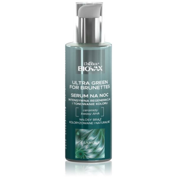 Biovax Glamour Ultra Green For Brunettes ser de noapte pentru regenerarea pielii cu efect de revitalizare pentru nuante de par castaniu 100 ml-ro