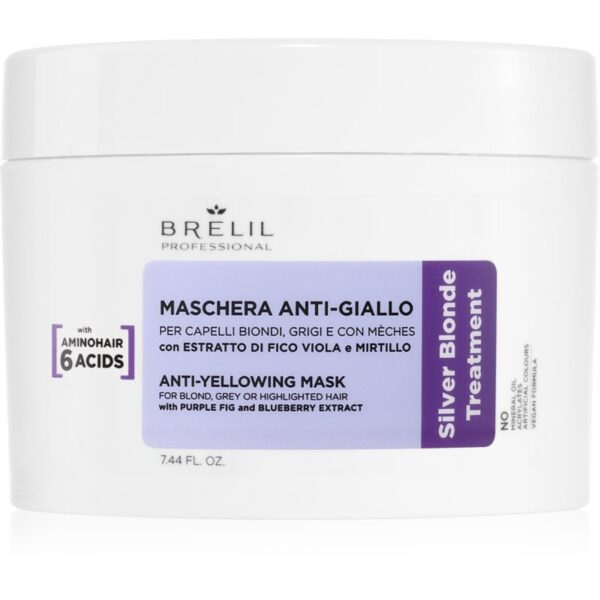 Brelil Professional Anti-yellowing Mask mască împotriva tonurilor galbene pentru părul blond şi gri 220 ml-Țena