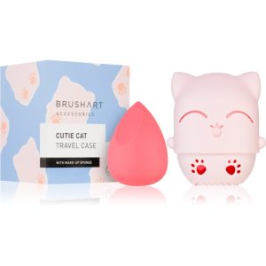 BrushArt Accessories Cutie Cat travel case with make-up sponge burete pentru aplicarea machiajului cu trusă de călătorie-ro