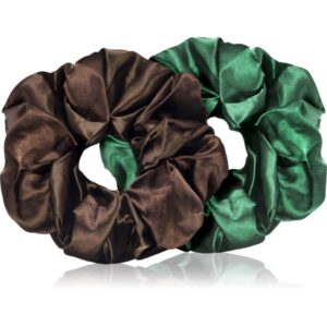 BrushArt Hair Large satin scrunchie set Elastice pentru par Brown & Green-ro