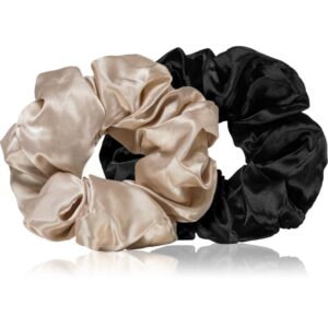 BrushArt Hair Large satin scrunchie set Elastice pentru par Cream & Black-ro