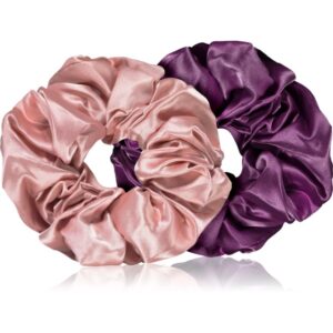 BrushArt Hair Large satin scrunchie set Elastice pentru par Pink & Violet-ro