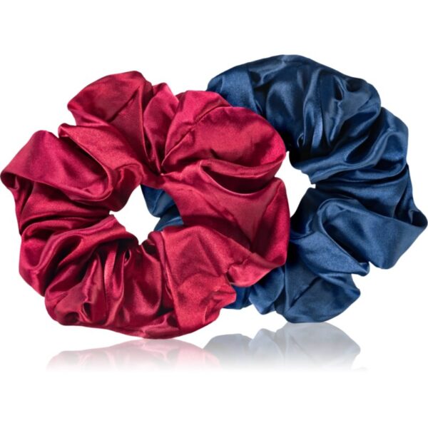 BrushArt Hair Large satin scrunchie set Elastice pentru par Red & Blue-ro