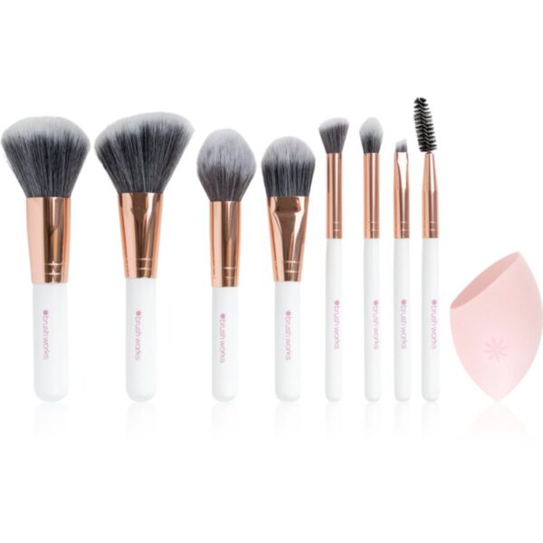 Brushworks Exclusive Makeup Brush and Sponge Set set perii machiaj-Țena