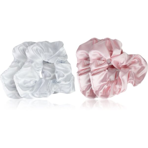 Brushworks Satin Scrunchies Pink & White Elastice pentru par-Țena