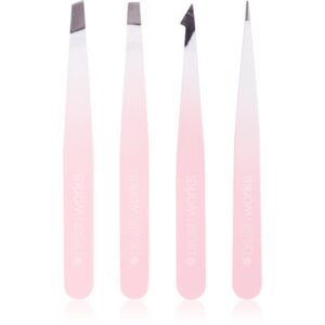 Brushworks The Complete set pensete pentru sprâncene White & Pink-ro