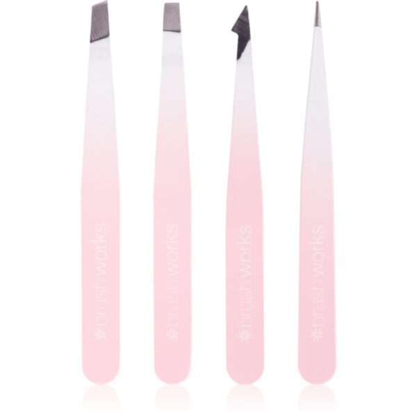 Brushworks The Complete set pensete pentru sprâncene White & Pink-ro