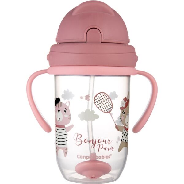 Canpol babies Bonjour Paris Cup ceasca cu pai Pink 270 ml-Țena