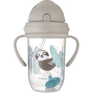 Canpol babies Exotic Animals Cup With Straw ceasca cu pai Gray 270 ml-Țena