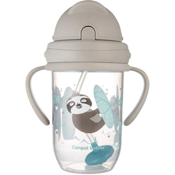 Canpol babies Exotic Animals Cup With Straw ceasca cu pai Gray 270 ml-Țena