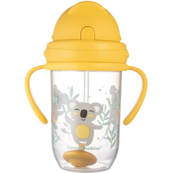 Canpol babies Exotic Animals Cup With Straw ceasca cu pai Yellow 270 ml-Țena