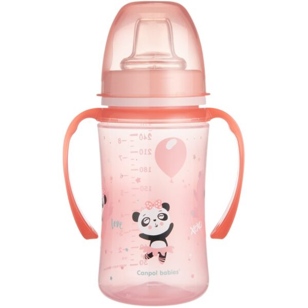 Canpol babies Exotic Animals cană pentru antrenament cu mânere 6+ m Pink 240 ml-ro