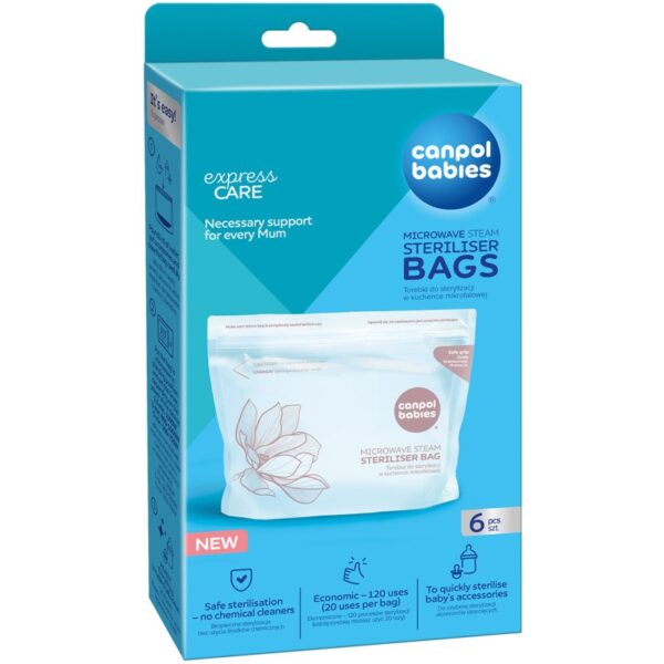 Canpol babies Microwave Sterilization Bags săculeți pentru sterilizare pentru cuptorul cu microunde 6 buc-Țena