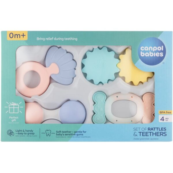 Canpol babies Pastels jucărie zornăitoare pentru dentiție set cadou 0m+-ro
