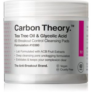 Carbon Theory Tea Tree Oil & Glycolic Acid dischete demachiante pentru strălucirea și netezirea pielii 60 buc-ro