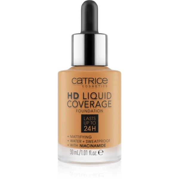 Catrice HD Liquid Coverage Foundation fard lichid rezistent la apa cu efect matifiant culoare 066 Warm Toffee 30 ml-Țena