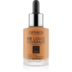 Catrice HD Liquid Coverage Foundation fard lichid rezistent la apa cu efect matifiant culoare 082 Warm Caramel 30 ml-Țena