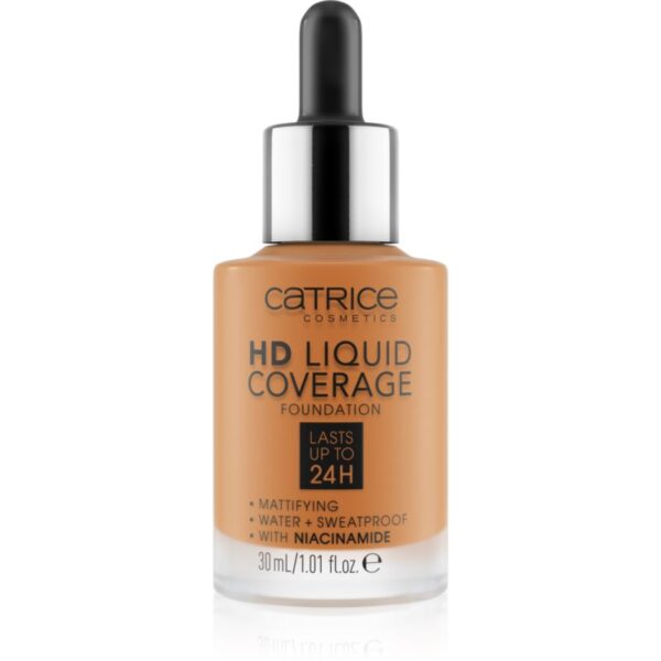 Catrice HD Liquid Coverage Foundation fard lichid rezistent la apa cu efect matifiant culoare 082 Warm Caramel 30 ml-Țena