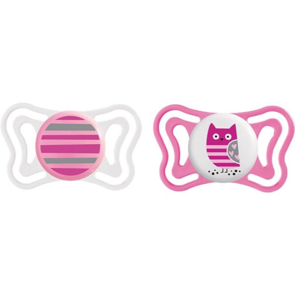 Chicco Physio Light 6-16m suzetă Girl-Strips/Owl 2 buc-Țena